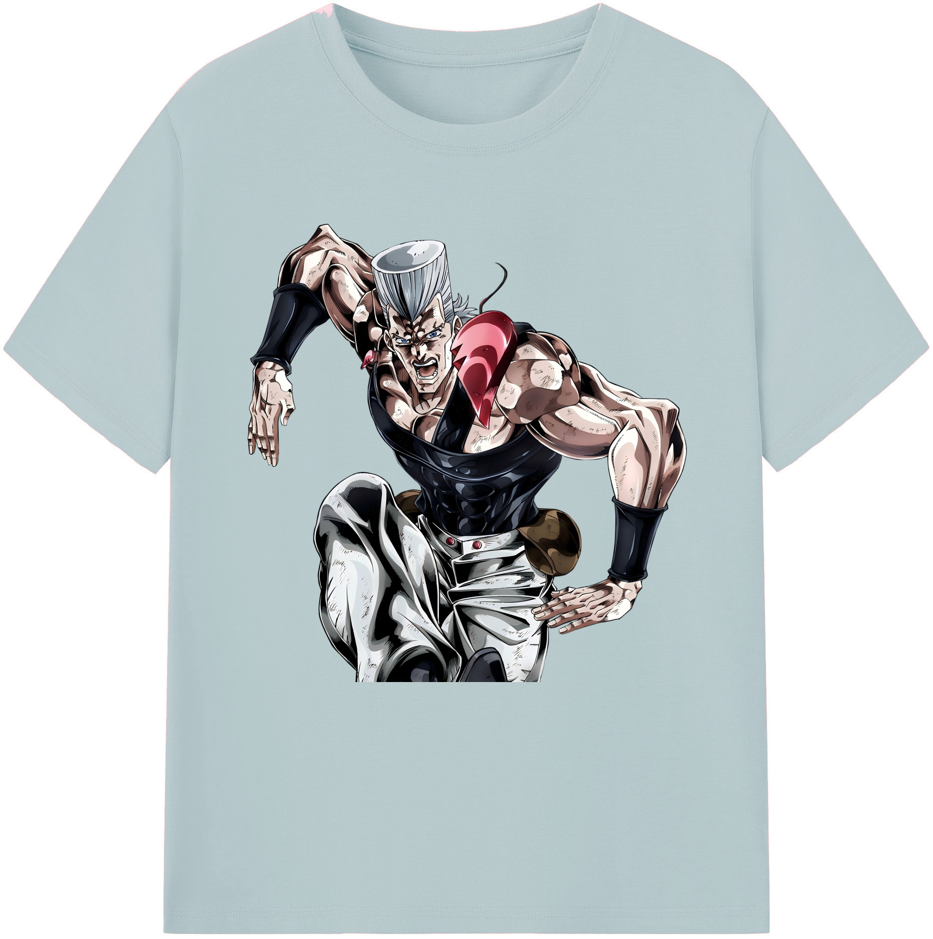 （画像用） ジョジョの奇妙な冒険 ジャン＝ピエール?ポルナレフ JoJo's Bizarre Adventure Jan Pierre Polnareff 綿100％半袖Tシャツ（フロントプリント）
